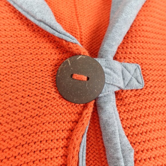 Pure Handknit Cotton Hoodie Sweater Women's M/L One Button Cardigan - Picture 8 of 11